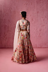 COLOURFUL FLORAL GARDEN PRINT LEHANGA SET